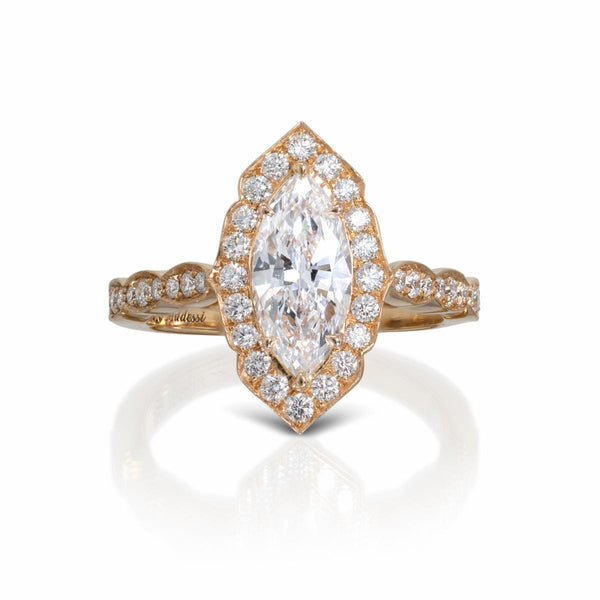 Antique-Style Marquise Diamond Engagement Ring