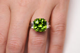 Peridot & Diamond Trapezoid Three-Stone Ring