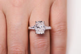 3 Carat Elongated Cushion & Tapered Baguette Diamond Ring