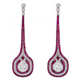Art-Deco Inspired Ruby and Diamond Drop Earrings