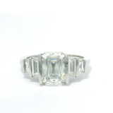 Emerald Cut & Graduated Baguette Diamond Engagement Ring