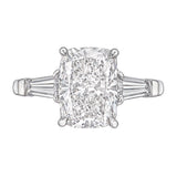 3 Carat Elongated Cushion & Tapered Baguette Diamond Ring