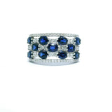 Sapphire & Diamond Checkerboard Band