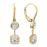 Round Brilliant & Asscher Cut Bezel Drop Earrings