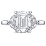 Emerald Cut Petal Motif Diamond Enagement Ring