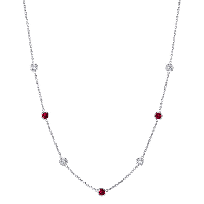Addessi Diamond & Ruby Station Necklace