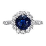 Blue Sapphire & Diamond Halo Ring