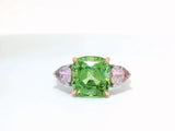 Sold- Mint Tourmaline & Pink Sapphire Three-Stone Ring