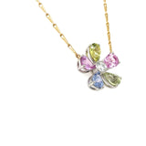 Multi Color Sapphire & Diamond Flower Pendant