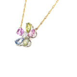 Multi Color Sapphire & Diamond Flower Pendant