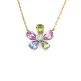 Multi Color Sapphire & Diamond Flower Pendant