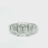 Emerald Cut & Graduated Baguette Diamond Engagement Ring