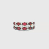 Three-Row Marquise Ruby and Diamond Band