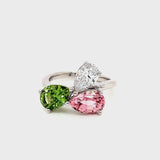 Tourmaline and Diamond Trio Ring