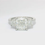 Square Cushion Three-Stone Diamond Engagement Ring