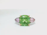 Sold- Mint Tourmaline & Pink Sapphire Three-Stone Ring