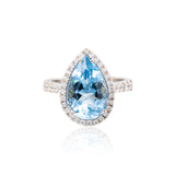 18kt wg pear shape Aquamarine 4.33 ct with Diamonds