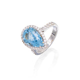 18kt wg pear shape Aquamarine 4.33 ct with Diamonds