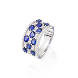 Diamond & Sapphire 3-Row Band
