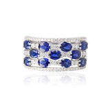 Diamond & Sapphire 3-Row Band