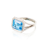 Swiss Blue Topaz & Diamond Ring