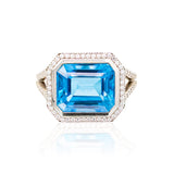 Swiss Blue Topaz & Diamond Ring