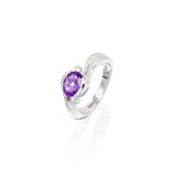 14KT SEMI BEZEL AMETHYST RING, OVAL SHAPE STONE, 8X6,