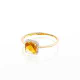 Citrine Ring with Diamond Halo