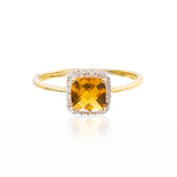 Citrine Ring with Diamond Halo