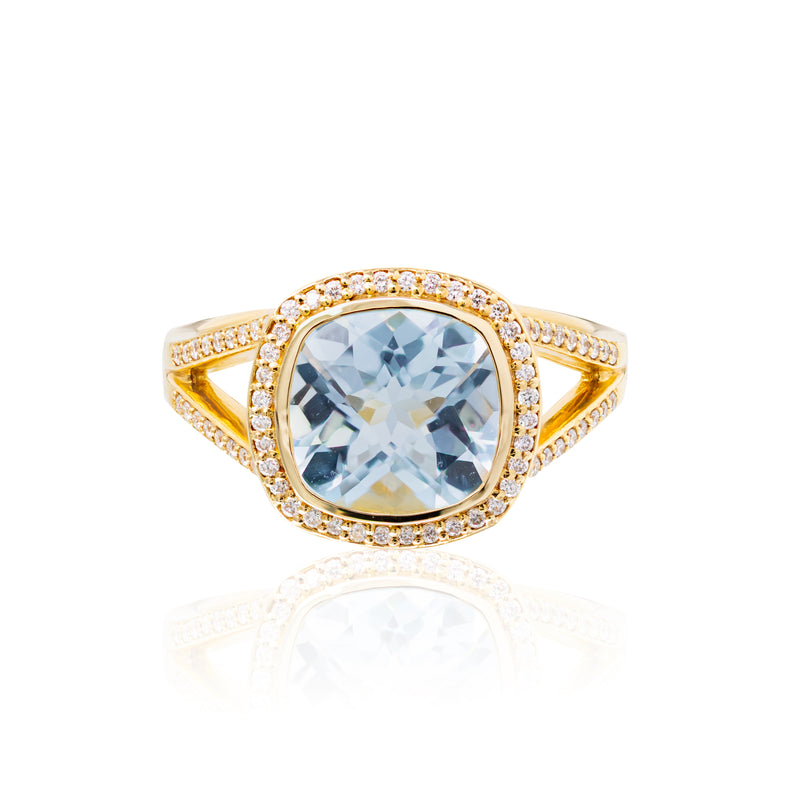 Blue Topaz and Diamond ring