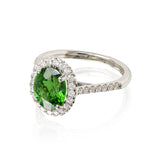 Oval Chrome Tourmaline Ring with Diamond Halo & Shank