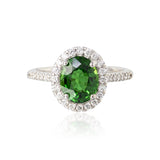 Oval Chrome Tourmaline Ring with Diamond Halo & Shank