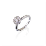 diamond bouquet RING,halo g-h vs2 18ktwg. .75ctw
