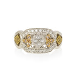 LADY'S 18K GOLD MULTI COLOR DIA RING, .24CTW.,    PRINCESS CUT .16CTW., PINK D.04CT.05CT YELLOW DIA