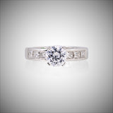 LADIES PLATINUM MOUNT PRINCESS DIAMONDS on shank D.1.14CTTW.  CZ center stone.
