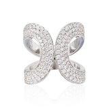 SPLIT DESIGN, OPEN  STYLE WITH  diamonds, 18kt white gold, d.1.39ctw.