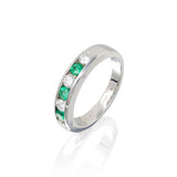 Diamond & Emerald Channel Set Partway Band
