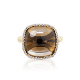 Smoky Topaz & Diamond Cabochon Ring