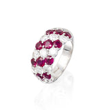 3 Row Ruby and Diamond Ring