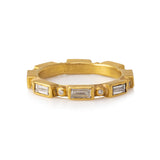 22 karat rose gold - 'peach glow' stackable band with baguette diamonds and round diamonds - 0.93 ct. total weight and 0.06 ct. total weight