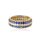 Three Row Sapphire & Diamond Band