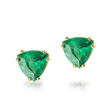 1.86 TWT PAIR OF TRIANGULAR GREEN EMERALDS        EACH EMERALD SET INTO 6 PRONG STUD EARRINGS 18KT