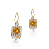 ORANGE SAPPHIRE AND DIAMOND DROP EARRING, ORANGE SAPPHIRE 2.14CTW AND DIAMONDS 1.01CTW