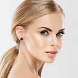 Red Sapphire and Ruby Halo Earrings