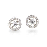 18K WHITE GOLD MINI BUTTON EARRINGS, 2 RAND DIAMONDS 0.39CTTW F/VS2 and 30 D 0 .30CTTW