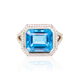 Blue Topaz Ring with Diamonds