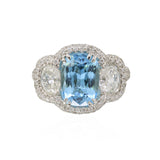 Platinum Diamond and Paraiba From Mozambique Tourmaline Ring