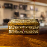 Walnut colored large jewelry box, full arabesque decor w/ two trays, 44x27x18cm made in Sorrento