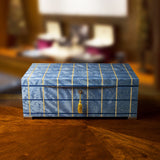 Sea Blue large jewelry box, square decor, w/ two trays, 44x27x18cm, made in Sorrento