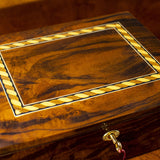 Walnut Jewelry Box with Twisted Pattern Inlaid design. Inlaid wood. Made in Italy. 11 x 9 x 3 inches
